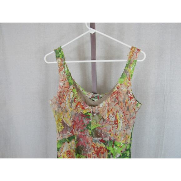 Tracy Reese Size 6 Deconstructed Froth Dress Pink Green Floral Lace Artsy Tank - Picture 9 of 13